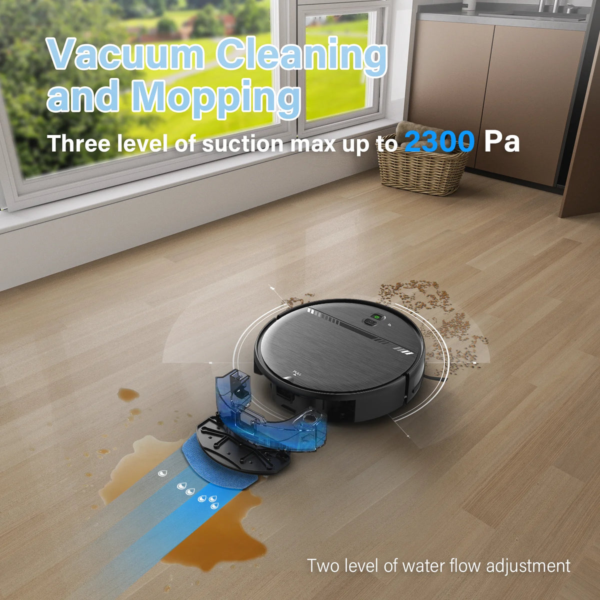 GOOVI Robot Vacuum Cleaner, Robot Vacuum Mop Combo, With Alexa/WiFi/App Connection, for Pet Hair, Hard Floor