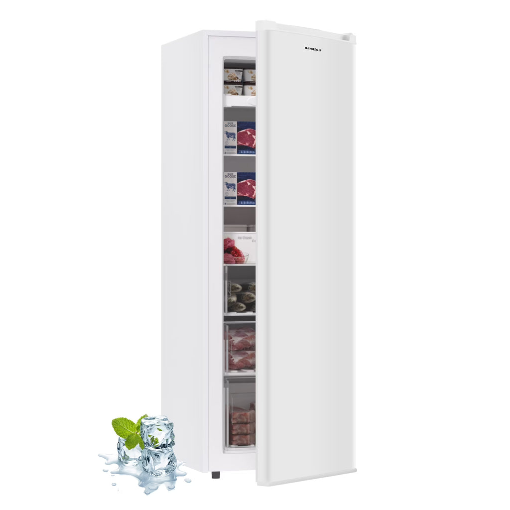BANGSON Upright Freezer, 7.0 Cu.ft Freestanding Freezer, Convertible Upright Freezer/Refrigerator, Single Door for Kitchen, Office, Apartment, Silver