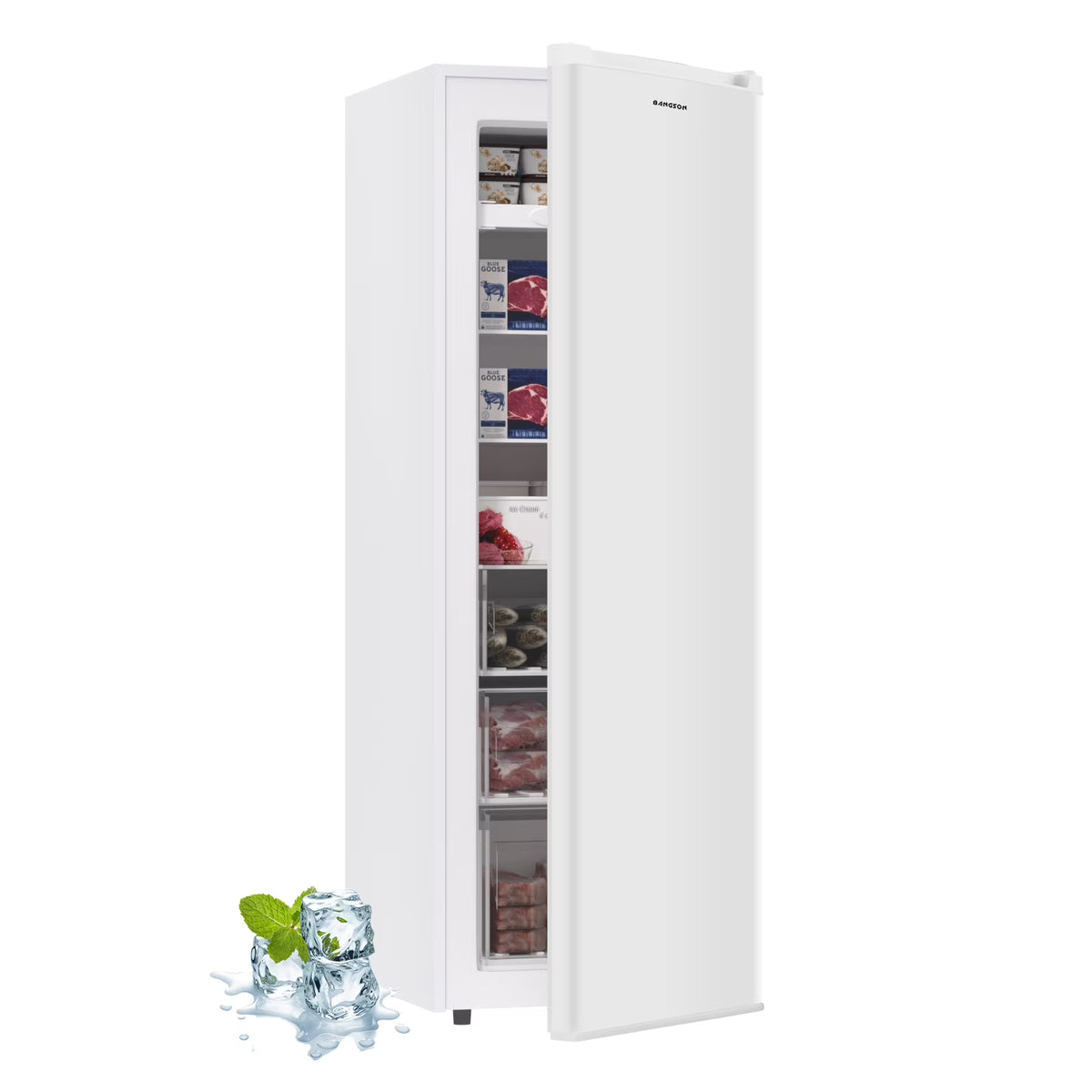 BANGSON Upright Freezer, 7.0 Cu.ft Freestanding Freezer, Convertible Upright Freezer/Refrigerator, Single Door for Kitchen, Office, Apartment, Silver