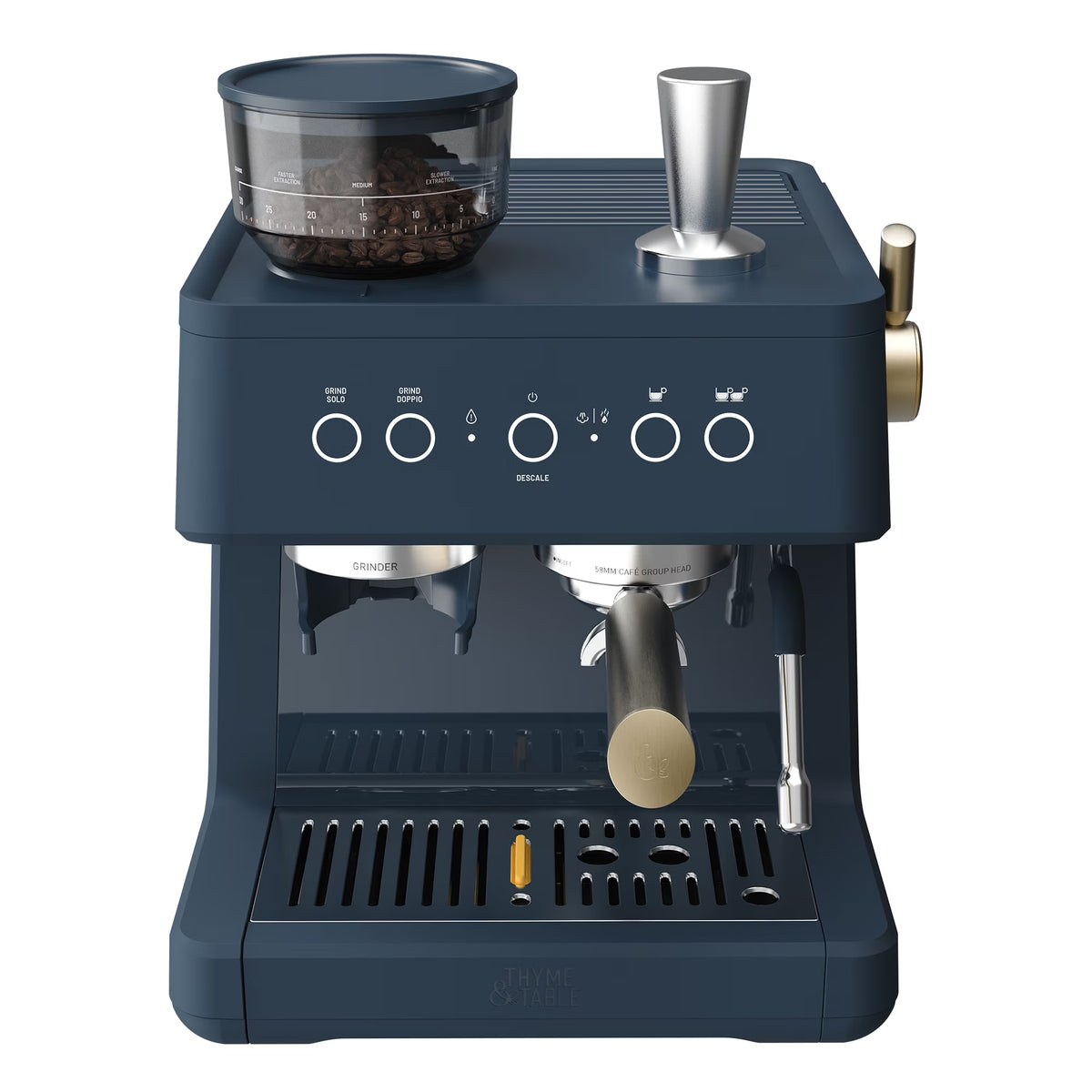 Thyme & Table Barista Grade Espresso Machine with 15-Bar Pressure, Conical Burr Grinder and Steam Wand, Sand White