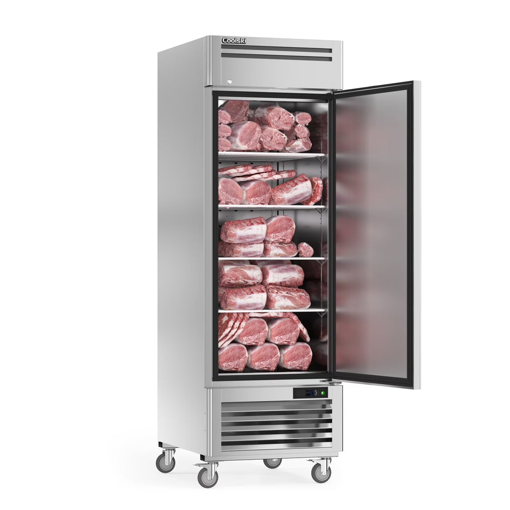"COOLSKI 27"" W Commercial Freezer, 19.32 Cu.ft Single Solid Door Stainless Steel Storage Freezer"