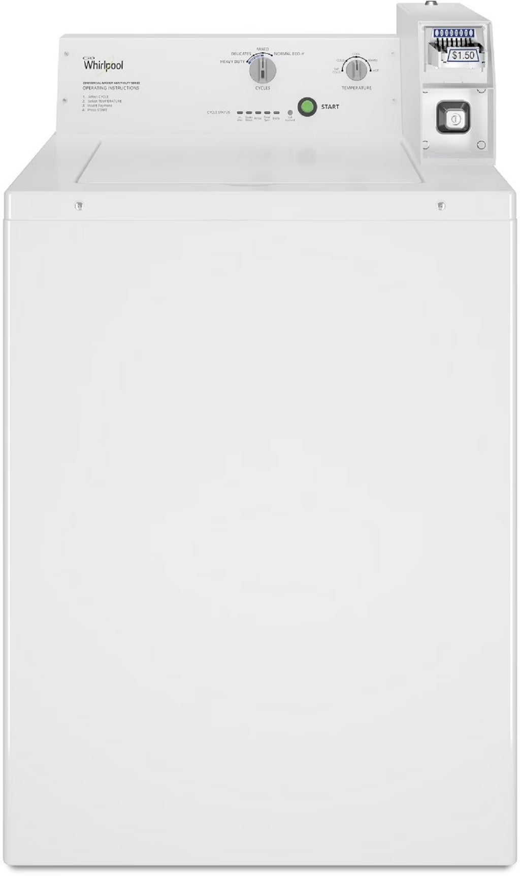 Whirlpool CAE2745FQ 27 Inch Commercial Top Load Washer with Coin Equipped