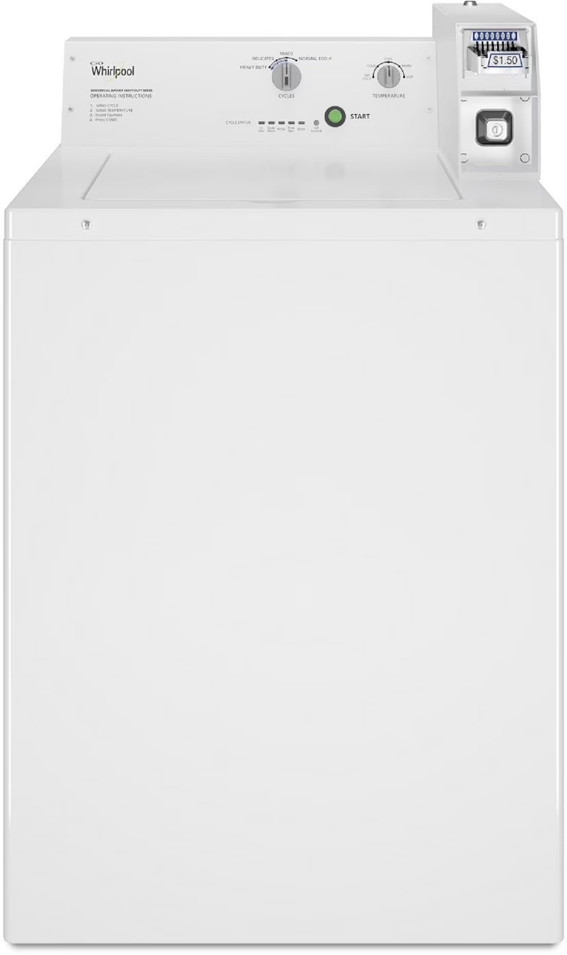 Whirlpool CAE2745FQ 27 Inch Commercial Top Load Washer with Coin Equipped