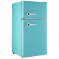 2 Door Mini Fridge with Freezer,3.5Cu.ft Small Freezer,7 Adjustable Thermostat,Blue,New