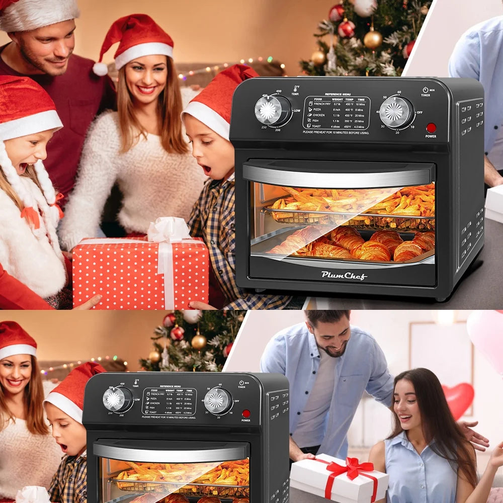 12.5QT 7-in-1 Convection Toaster Oven 1500W, Stainless Steel (Black) �C 5 Presets for Baking, Roasting, Grilling & More