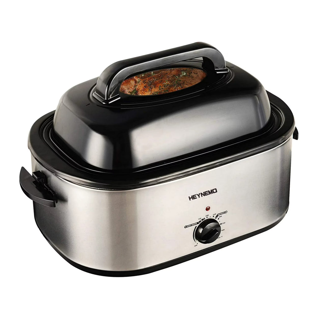 Superjoe 26QT Electric Roaster Oven, Stainless Steel, Self-Basting Lid Removable Insert Pot, Black