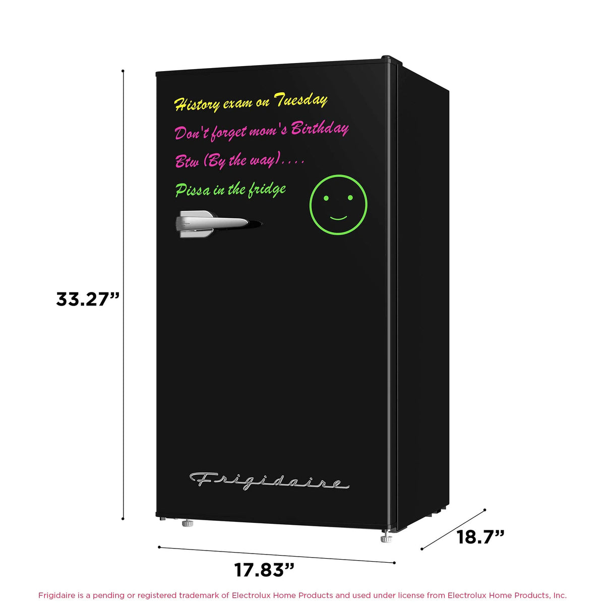 Frigidaire 3.2 Cu Ft Retro Dry Erase Compact Fridge, (EFR331-BLACK), Black