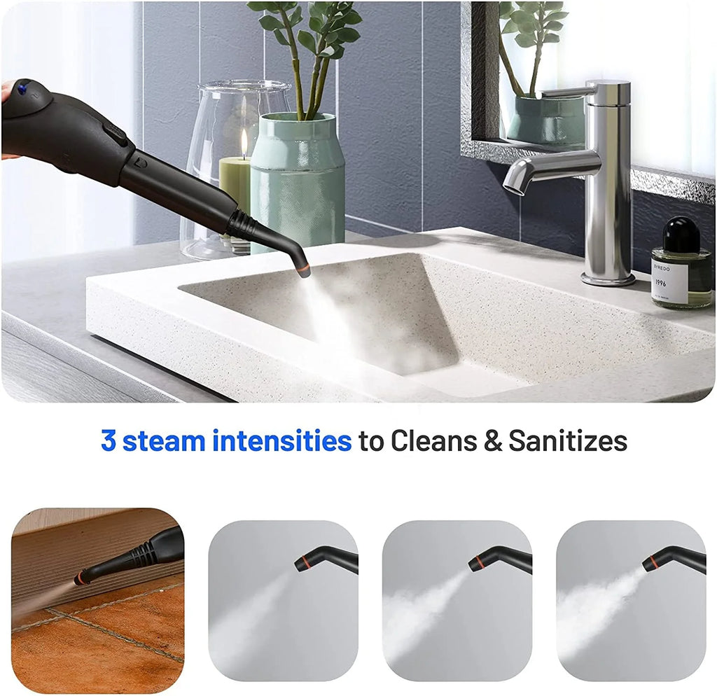 ARLIME Steam Cleaner, Heavy Duty Household Steamer w/ 19 Accessories, 1.5L Tank & 13ft Power Cord, Multipurpose Chemical-Free Household Steam Cleaner for Home, Carpet, Upholstery, Cars, Floors, Blue
