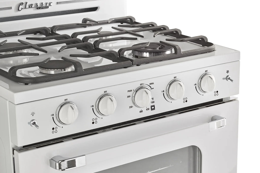 Unique Classic Retro 30" 3.9 cu/ft Freestanding Gas Range with Convection Oven and Sealed Burners