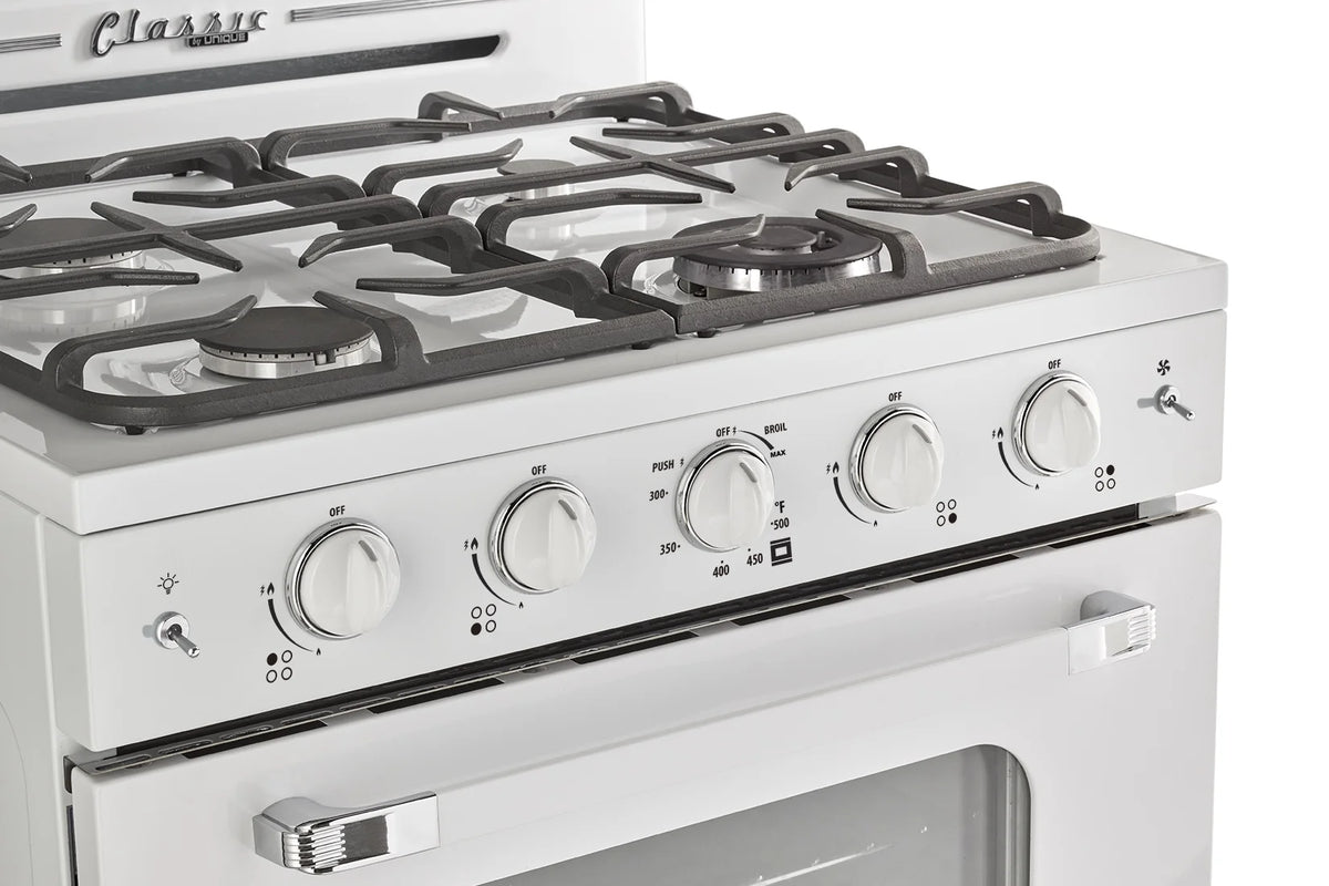 Unique Classic Retro 30" 3.9 cu/ft Freestanding Gas Range with Convection Oven and Sealed Burners