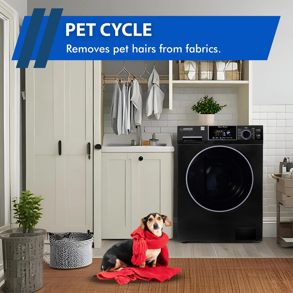 Equator 1.6 cu.ft./15 lbs Black 110V Front load Washer 15 programs + Pet Cycle