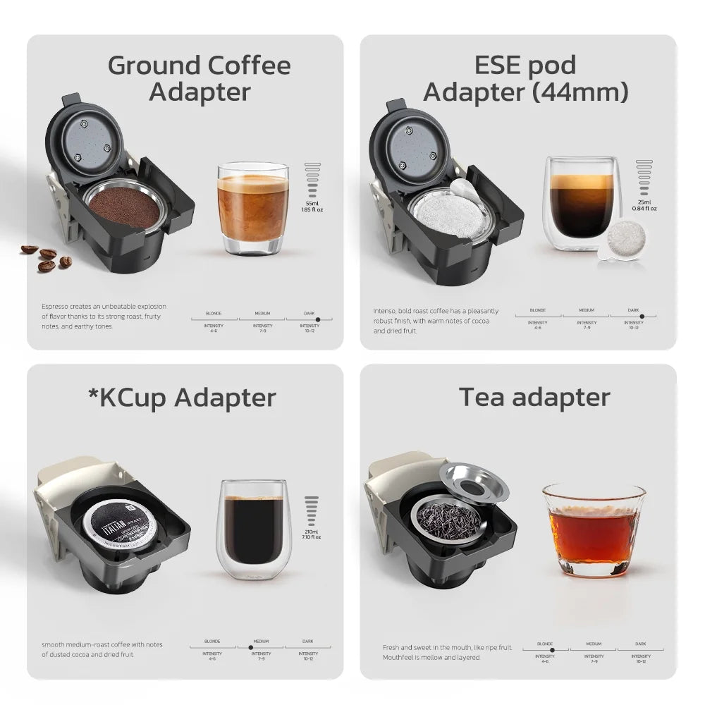 HiBREW 6in1 Pods Coffee Machine Multiple Espresso Cafetera Cappuccino Coffee Maker H1B Beige