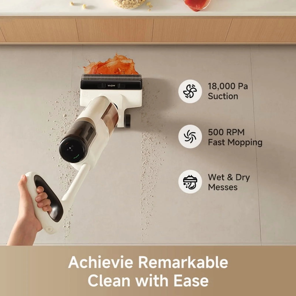 MOVA K30SE Wet Dry Vacuum,180��Flat Reach Floor Mop,Self Dual-Edge Cleaning,18000 Pa Suction