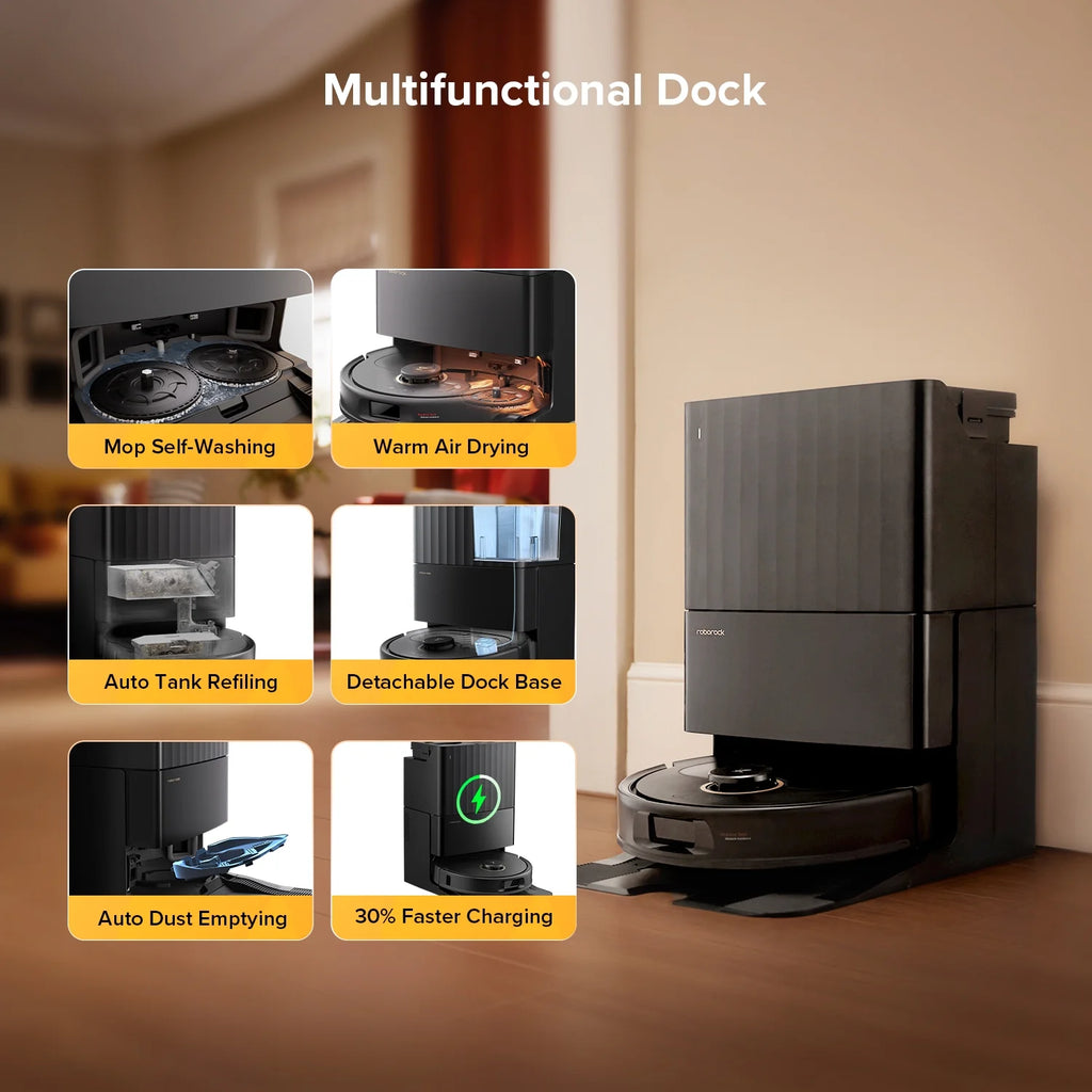 Roborock Qrevo S5V Robot Vacuum and Mop, 12000Pa Suction,  FlexiArm Edge Mopping, Auto Mop Washing&Drying, Self-Emptying, Dual Zero-Tangle System, Smart Obstacle Avoidance, 10mm Mop Lifting