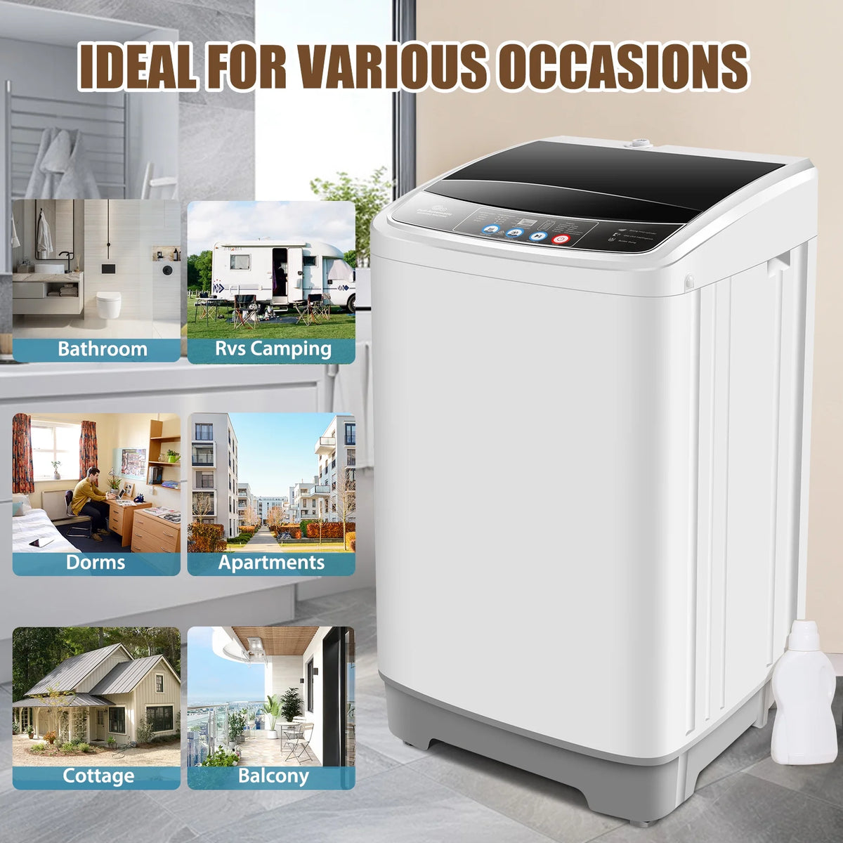 Qhomic Portable Washing Machine, 17.8 lbs Fully Automatic Compact Washer, 10 Wash Programs, Washer and Spin Dryer Combo with Dump Pump, Ideal for Apartment Dorm Camping