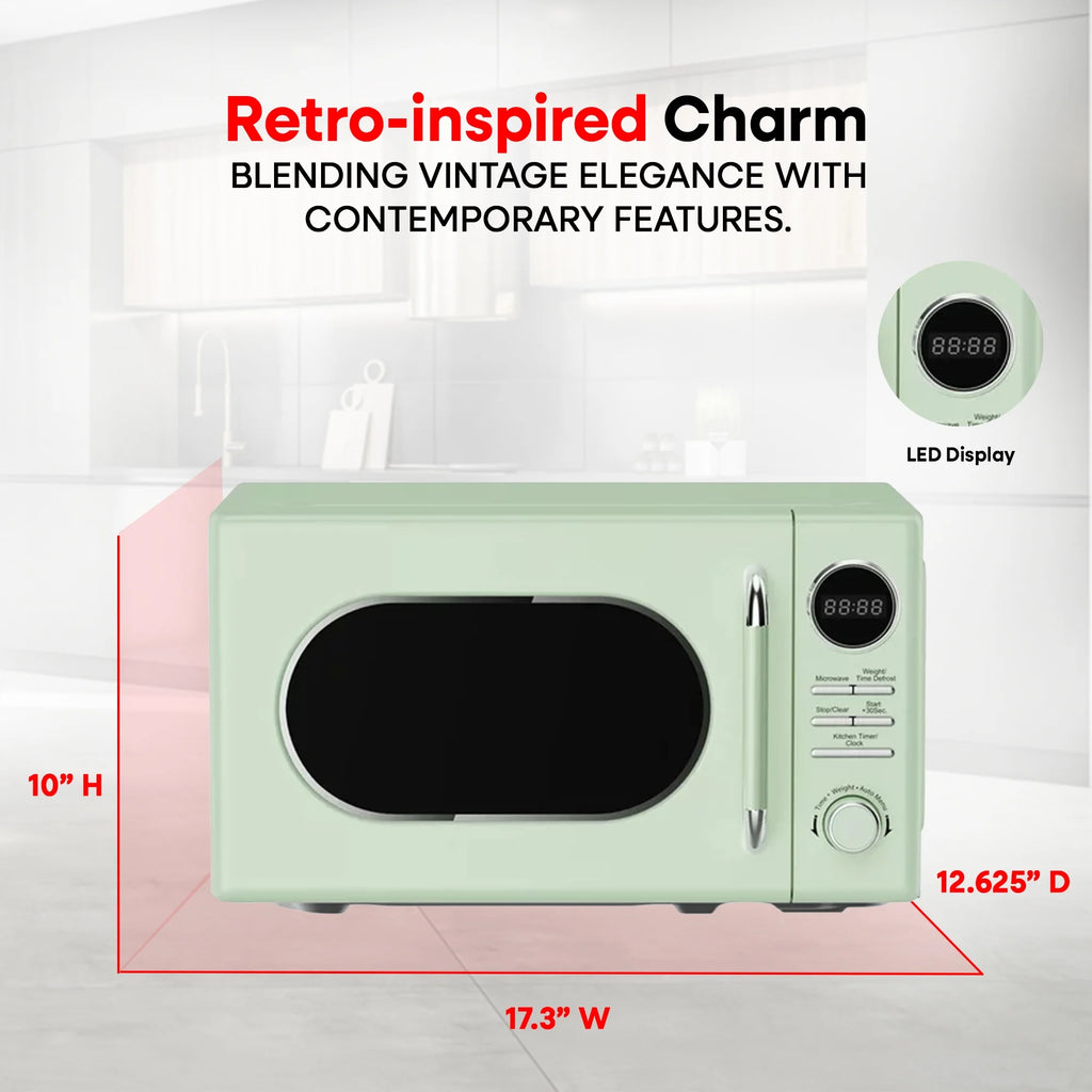 Magic Chef 0.7 Cubic Feet 700W Classic Retro Countertop Microwave, Green