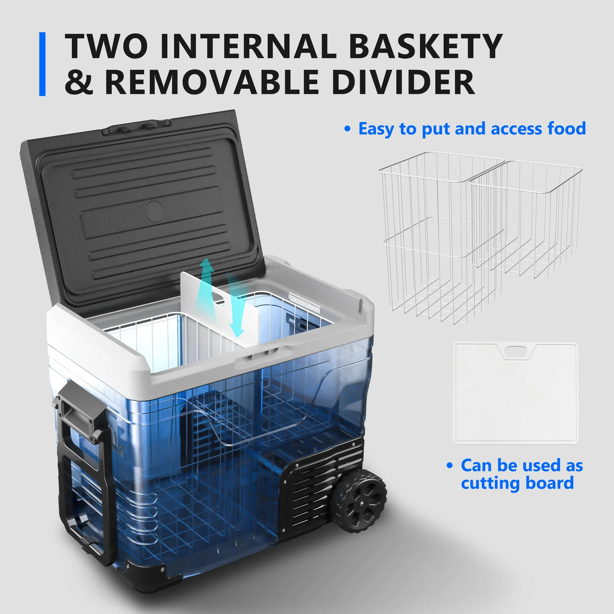 Simzlife 12V Car Refrigerator, 37QT Electric Cooler DC/AC, -4℉~68℉, RV Freezer Fridge Cooler with Wheels & 2 Baskets