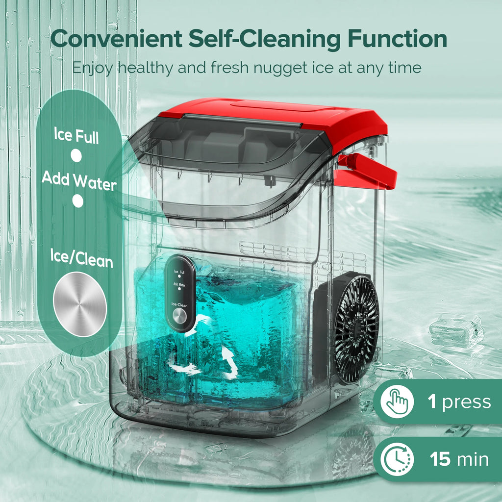 KISSAIR Nugget Ice Maker Countertop with Soft Chewable Pellet Ice, Portable Ice Machine with Handle, 35lbs/24H, Grey