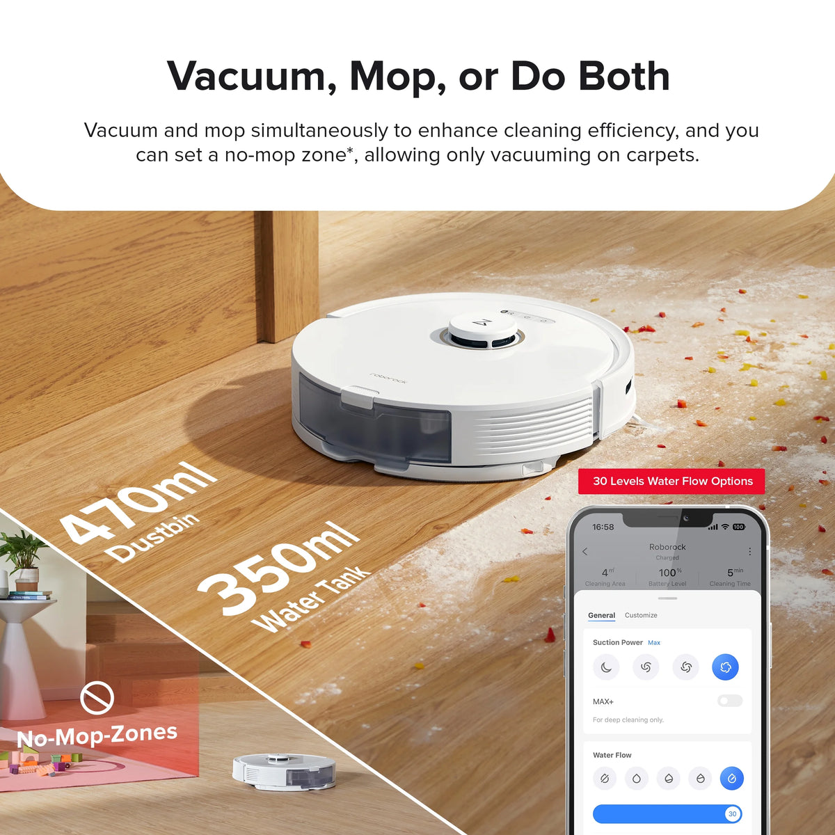 Roborock Q8 Max+ Robot Vacuum and Mop with Self-Emptying, Obstacle Avoidance, LiDAR Navigation, 5500Pa Suction Power, and App Control