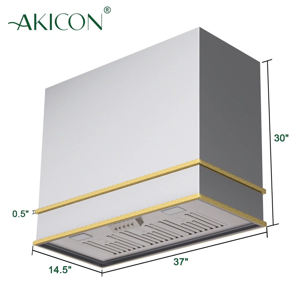Akicon Range Hood 36 Inch, Ultra Quite Stainless Steel Kitchen Hood, Wall Mount Square Vent Hood with LED Light and Dishwasher-Safe Filters, Hood Vents for Kitchen, 3 Speeds, 600 CFM (AK-HS36HB-SWG)