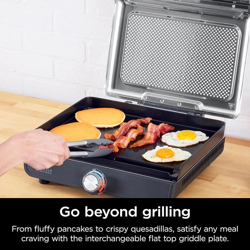Restored Ninja GR100 Sizzle Smokeless Indoor GrillBundle with 2 Year Enhanced Protection Pack (Refurbished)