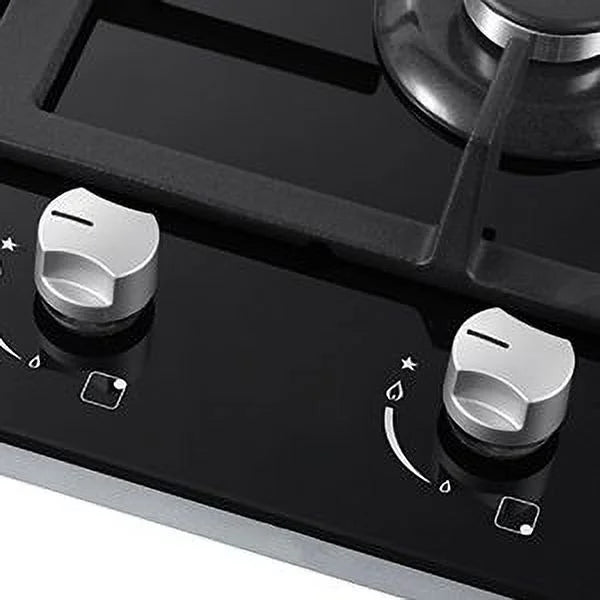 Amzgachfktch 4 Burners 24 inch Gas Cooktop Stainless Tempered Glass Natural Gas/LPG Convertible