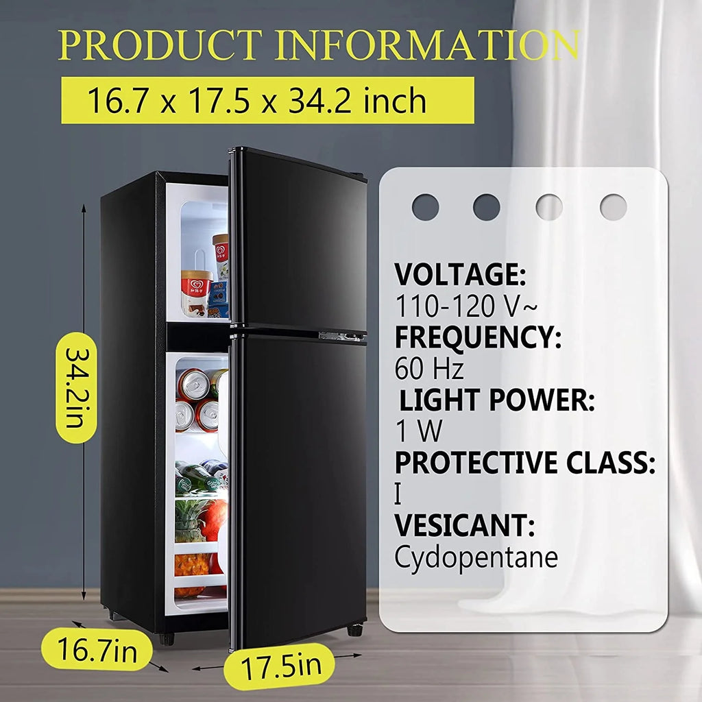GGTB 3.0 Cu.ft Two Door Small Refrigerator with Freezer, Compact Retro Mini Refrigerator for Dorm, Office, Bar, RV, Bedroom, Red