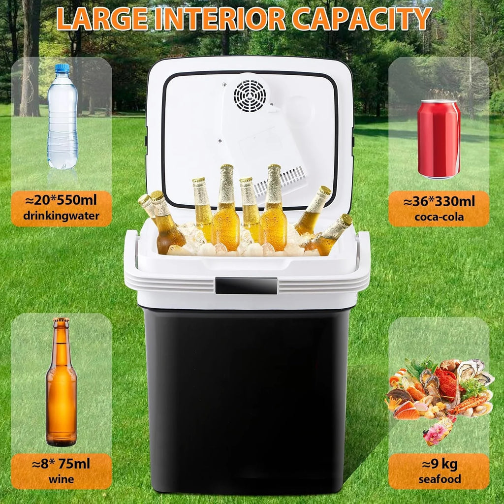WOLEGEDO Portable RV Refrigerator 28 Qt(26L) Electric Cooler and Warmer 12V Mini Fridge for Car Camping, Fishing, Work Beach Picnic 29L