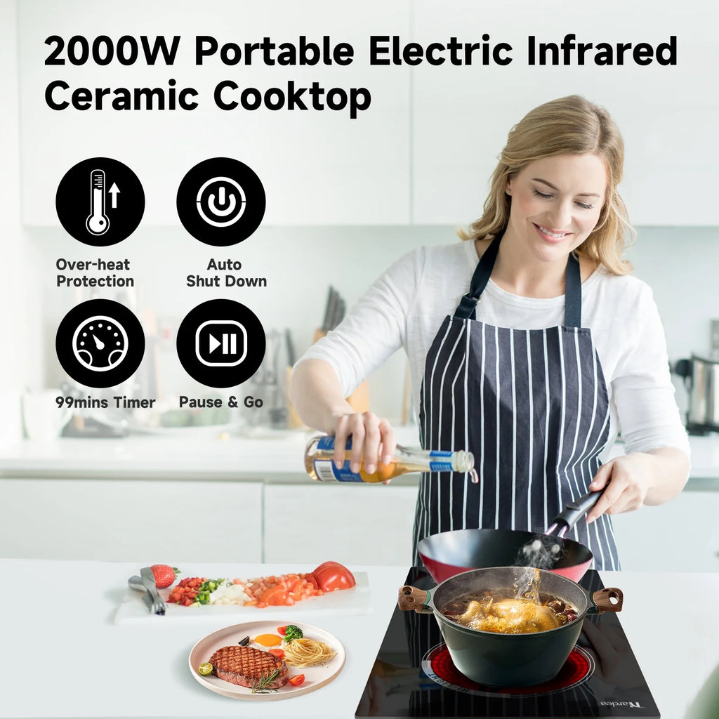 Nardea Two Burner Electric Cooktop 110V Plug in