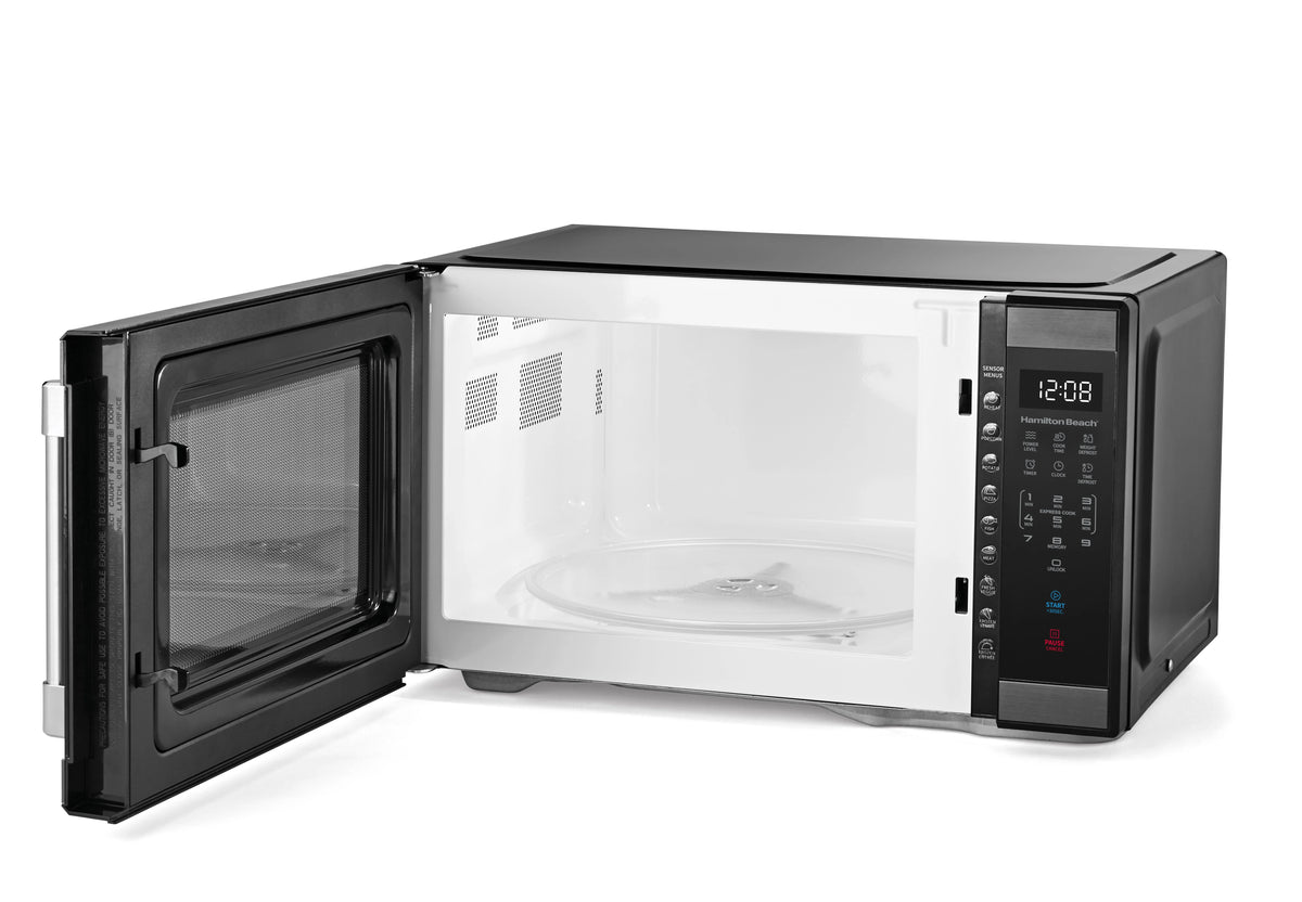 Hamilton Beach 1.1 cu ft Countertop Microwave Oven, Black and Stainless Steel