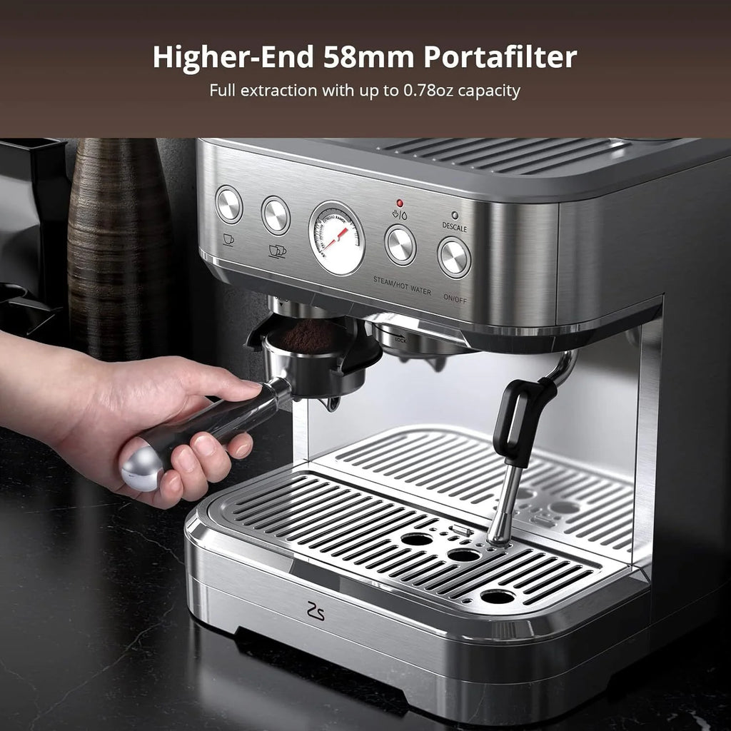 Garvee Semi-Automatic Espresso Machine Coffee Maker with Grinder & Milk Steamer, 15 Bar, 2.5L Water Tank