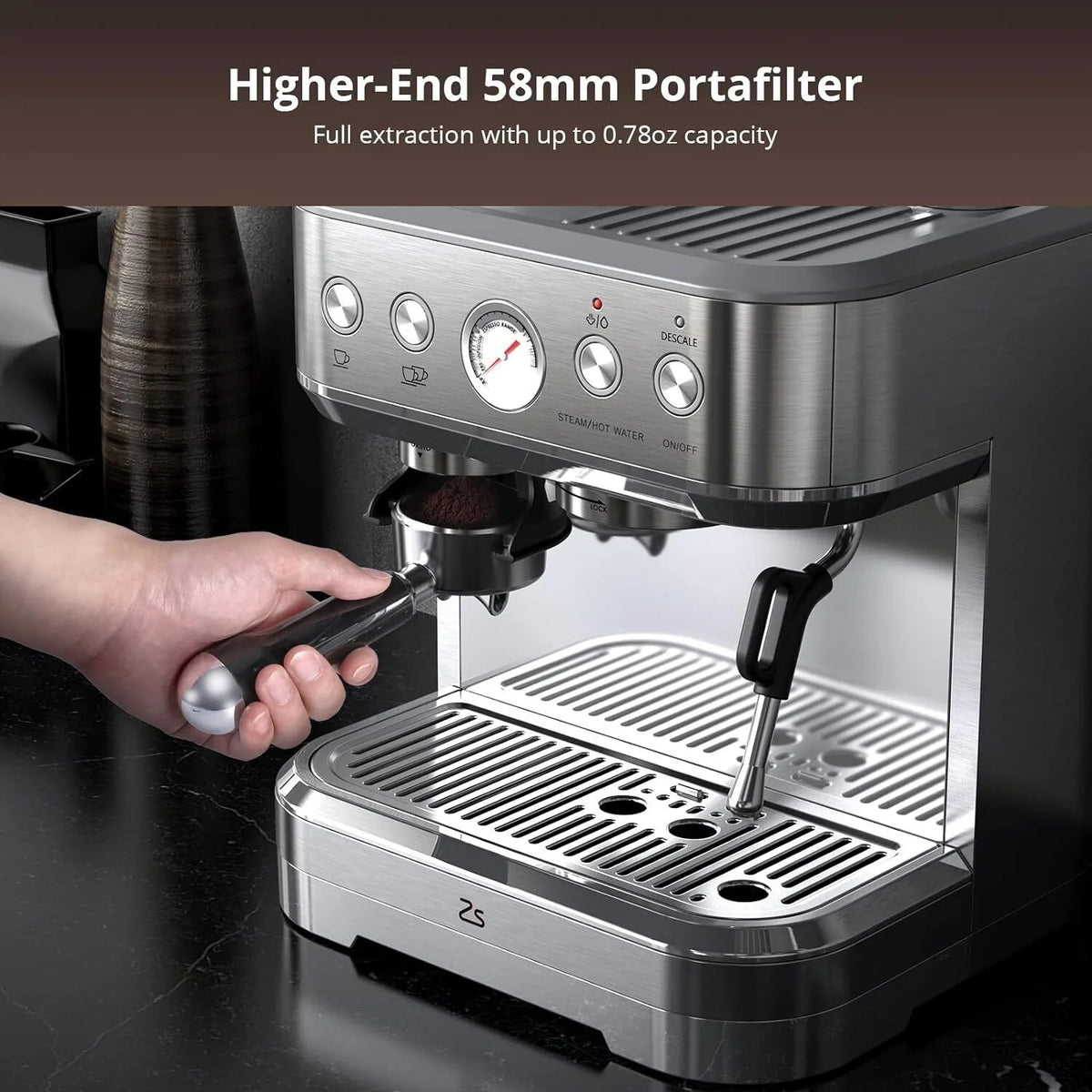 Garvee Semi-Automatic Espresso Machine Coffee Maker with Grinder & Milk Steamer, 15 Bar, 2.5L Water Tank