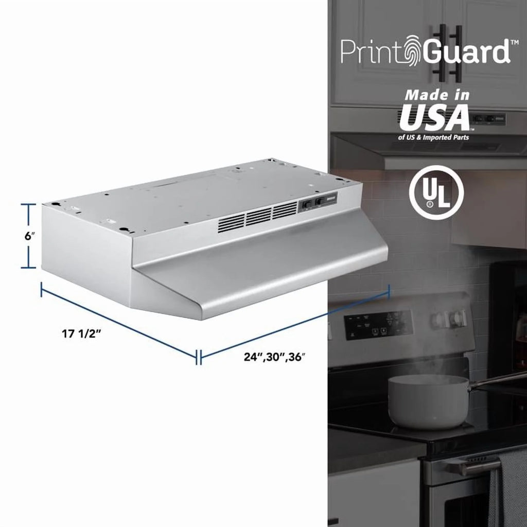 Broan 24 Inch Stainless Steel ADA Capable Non Ducted Under Cabinet Range Hood