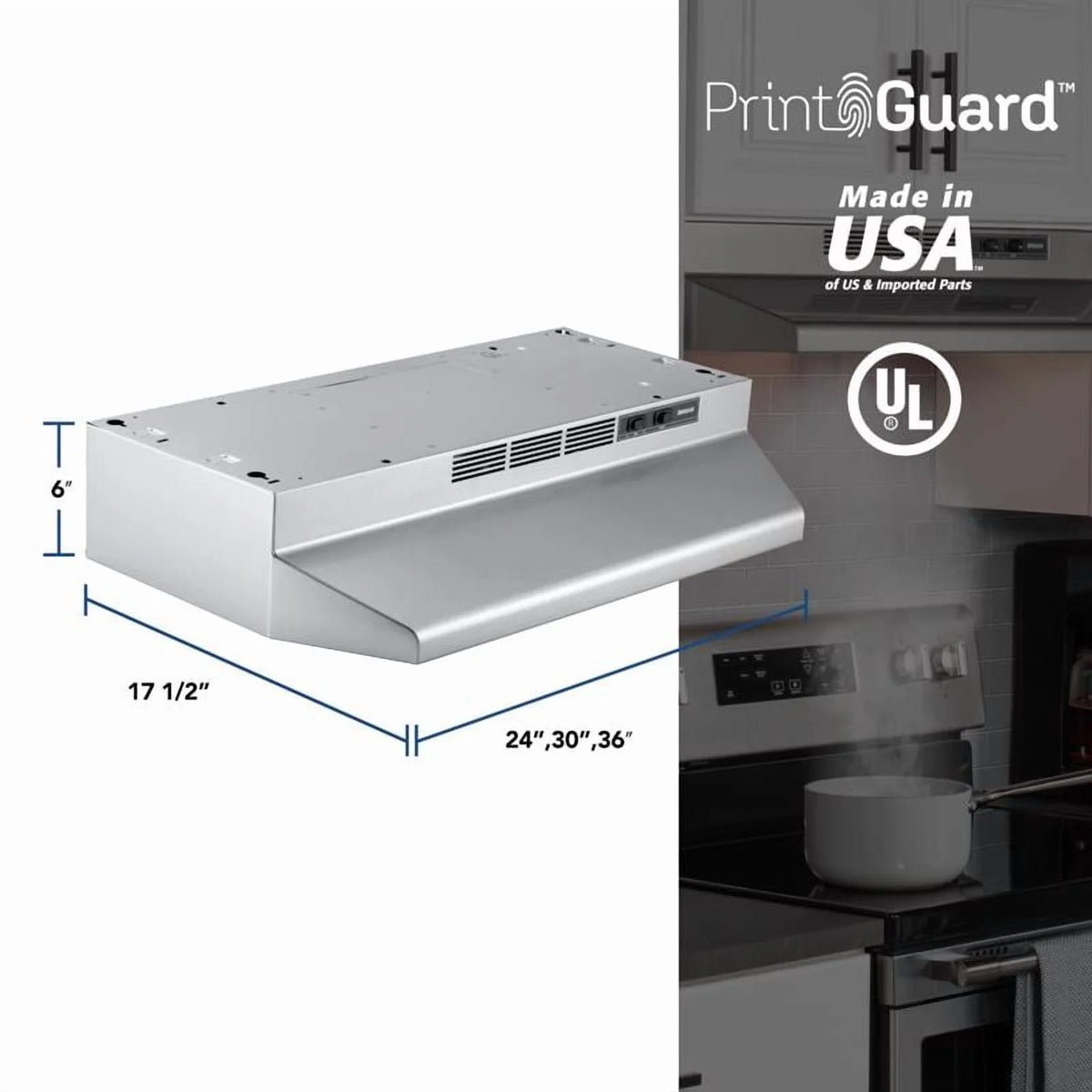 Broan 24 Inch Stainless Steel ADA Capable Non Ducted Under Cabinet Range Hood