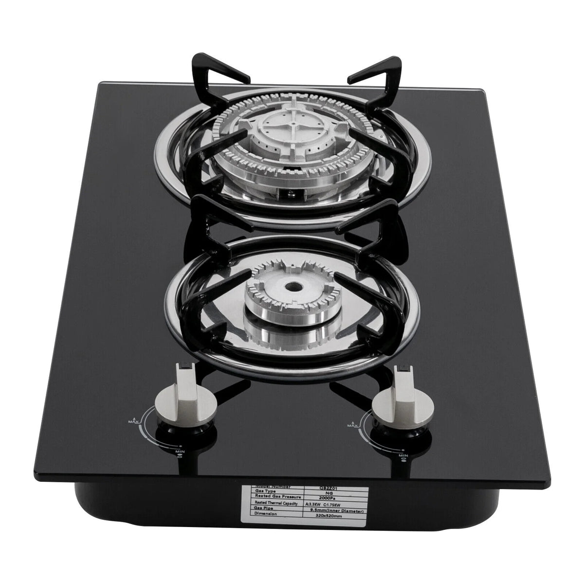 2 Burner Modern Gas Cooktop Gas Stove Top with 2 Burner Black 20.47*12.6 in