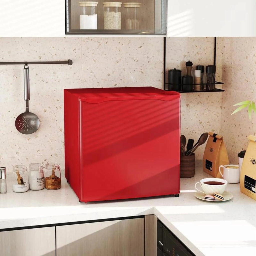 Resenkos 1.1 Cu.Ft Countertop Mini Freezer, Compact Upright Freezer with Removable Shelves, Red