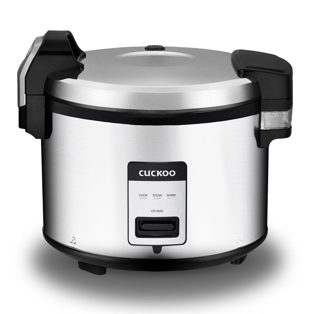 Cuckoo Stainless Steel Rice Cooker 60 Cups Cooked Warmer with Nonstick Pot Easy Switch Start Silver/Black (CR-3032)