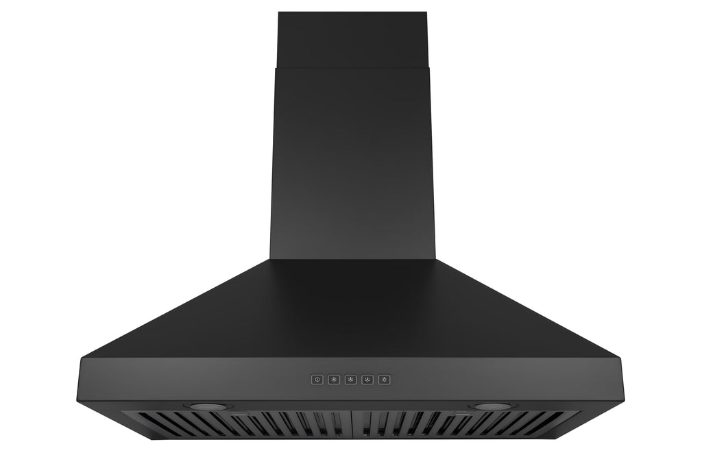 Hauslane Chef Series Pro Model WM-530 30" Convertible  Wall Mount Chimney Range Hood 120V in Matte Black