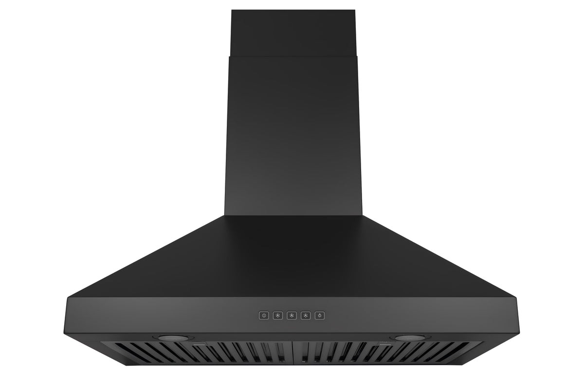 Hauslane Chef Series Pro Model WM-530 30" Convertible  Wall Mount Chimney Range Hood 120V in Matte Black
