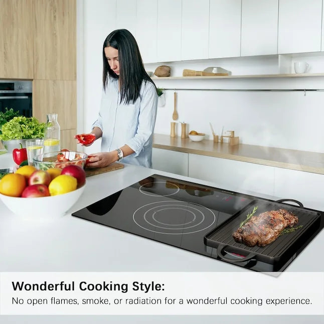 30-in 4 burners Smooth Surface (Radiant) Black Electric Cooktop with Bridge Element