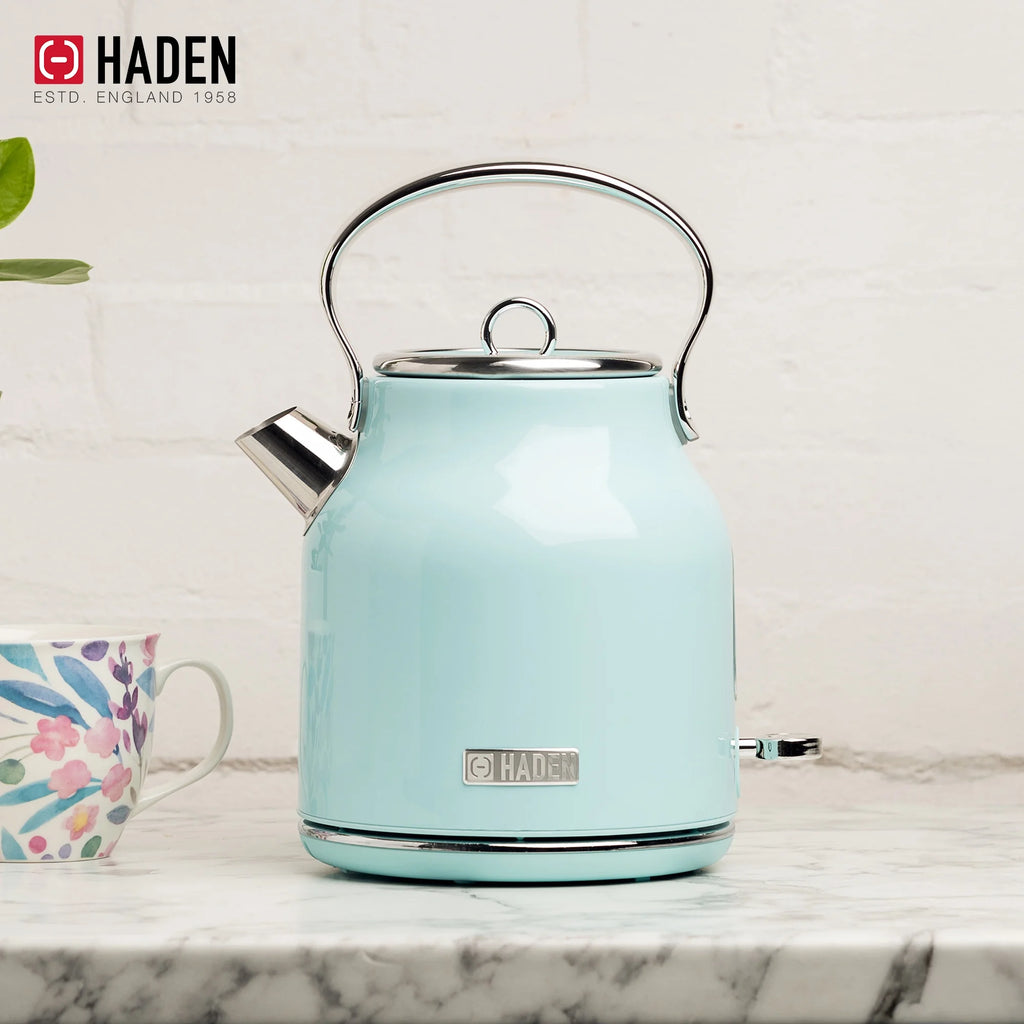 Haden Coffee Maker & Heritage 1.7 Liter Electric Kettle, Black & Chrome