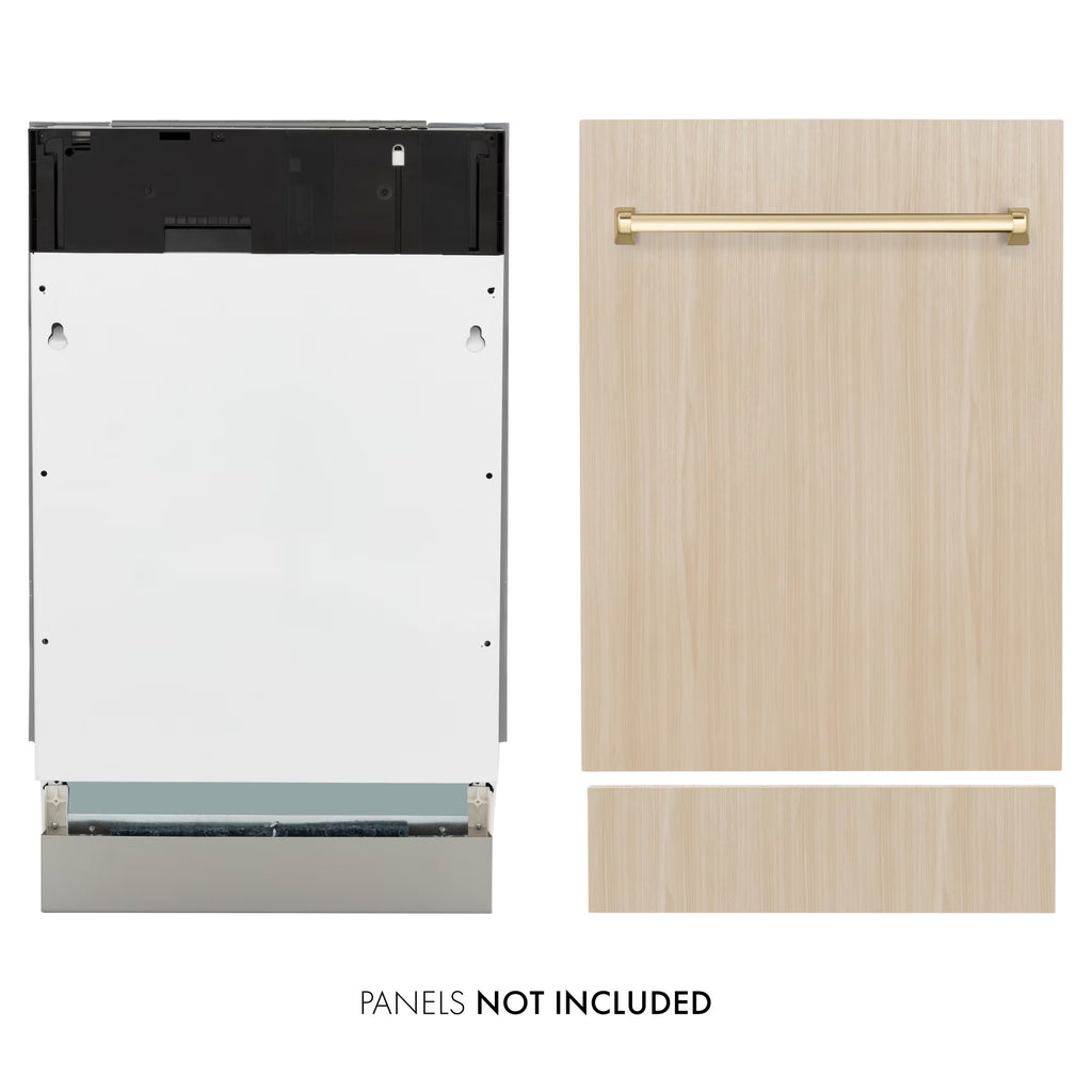 Zline Dwvz-18-G 18" Wide 10 Place Setting Built-In Panel Ready Top Control Dishwasher -