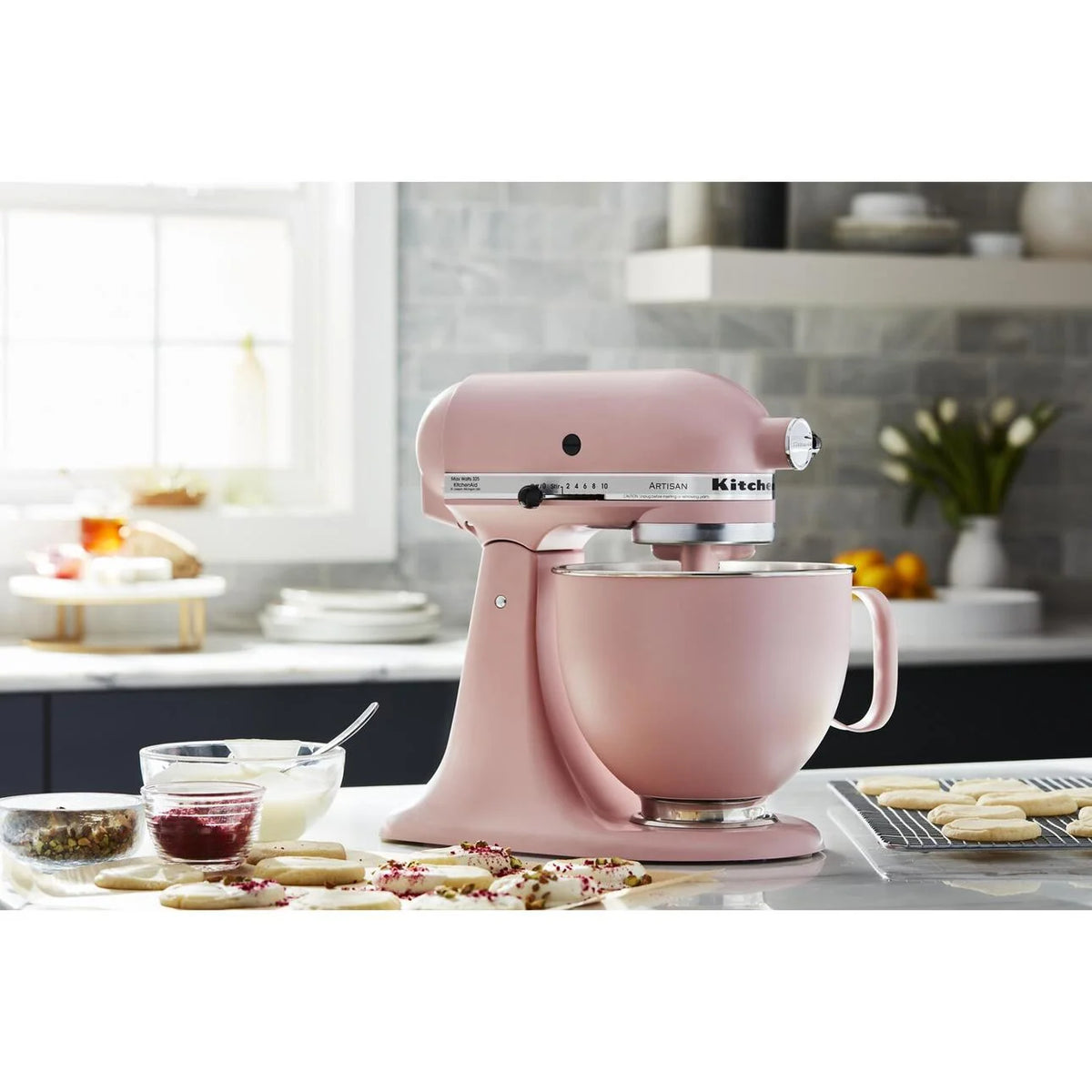 KitchenAid 5 Quart Tilt-Head Colorfast Finish Stainless Steel Bowl, Dried Rose, KSM5SSB