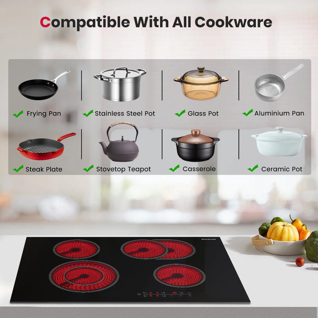 Gasland Chef 30" Built-in Electric Cooktop,4 Burners Ceramic Glass Ceramic Stove Top,240V