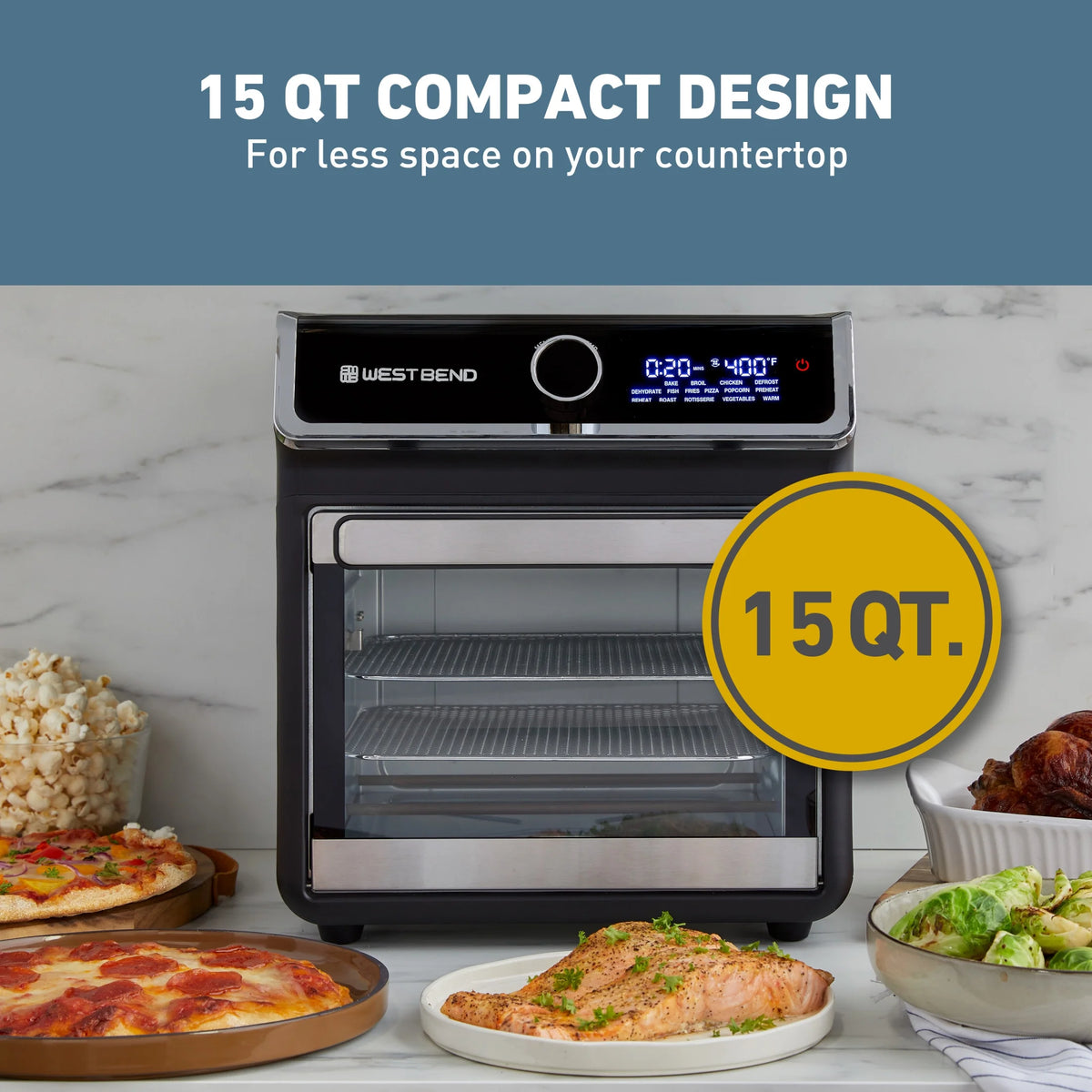 West Bend 15 Qt. Air Fryer Oven with 16 Presets, in Black (AFWB15BK13)