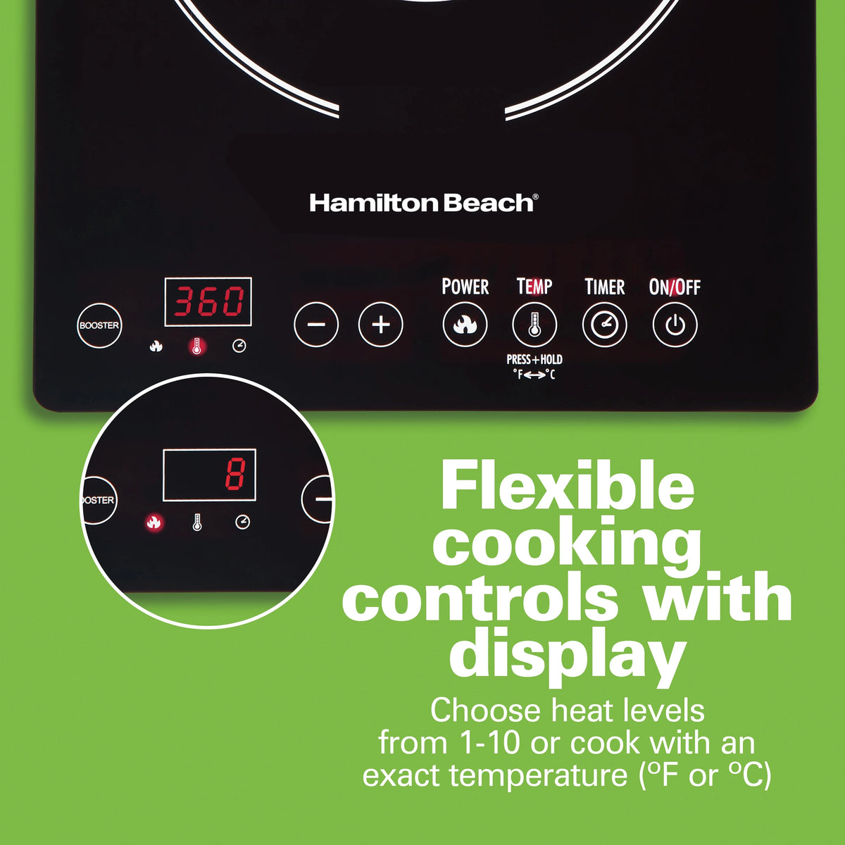 Hamilton Beach Induction Stove Cooktop, Electric Induction Burner and Hot Plate for Cooking, Black