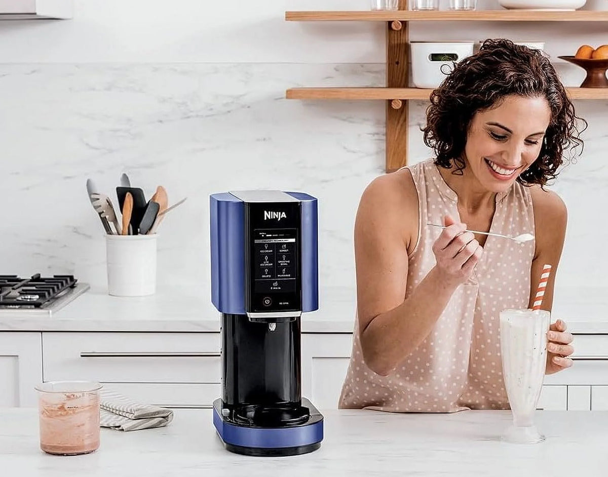 Restored Ninja NC301 CREAMi Ice Cream Maker, for Gelato, Mix-ins, Milkshakes, Sorbet, Smoothie Bowls & More - Navy Blue (Refurbished)