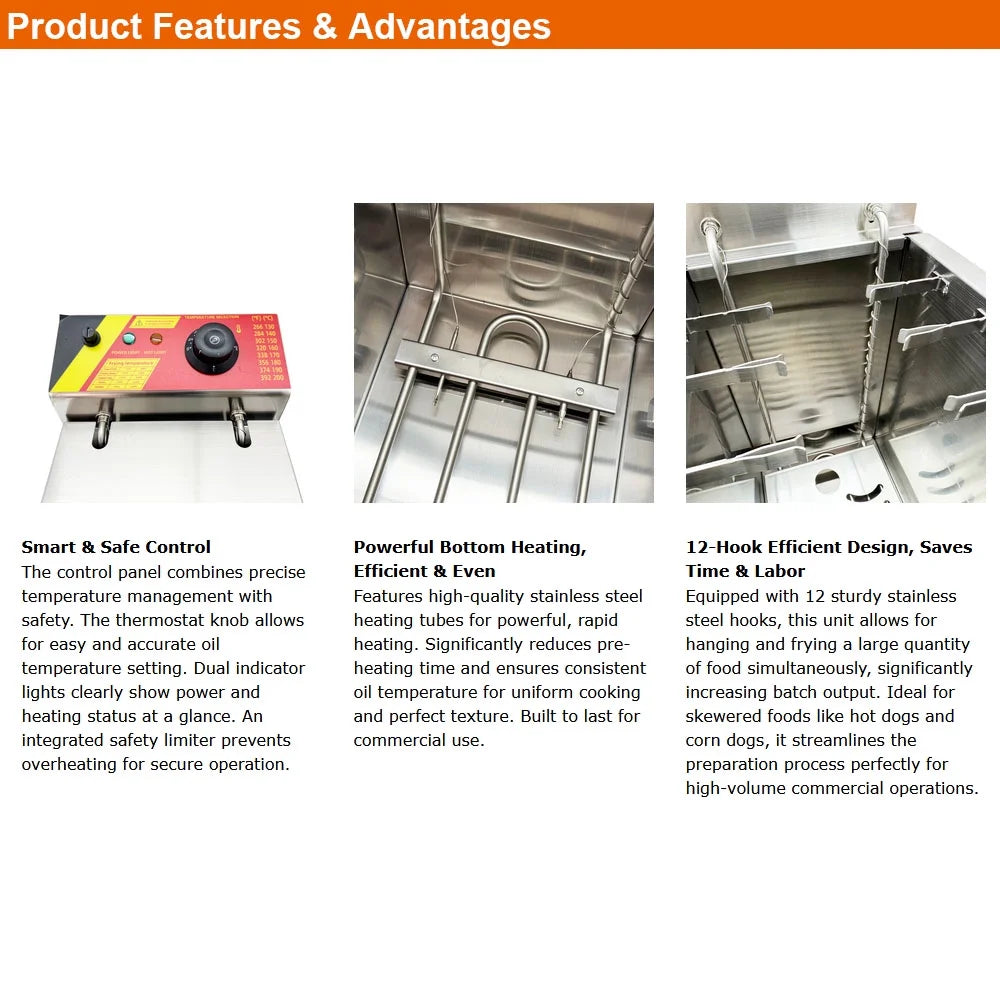 25L Cheese Hot Dogs Sticks Frying Machine Hot Dog Making Machine Hot Dog Fryer Hot Dog Frying Machine