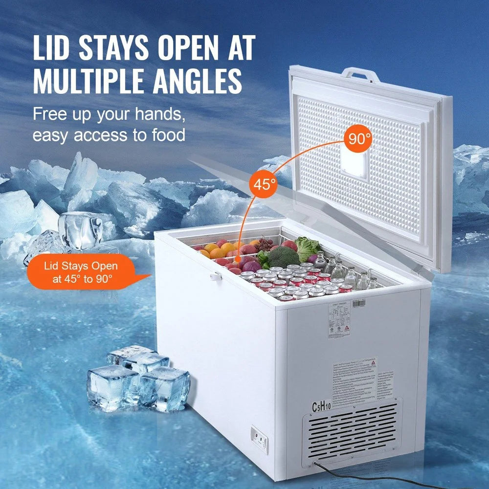 Choco Moon Large Capacity 14.5 Cu.ft Chest Freezer, 345L Storage, 4 Slide-Out Baskets, Lockable Lid, 8 Temp Control Levels, Energy-Efficient LED Lights, 6 Swivel Casters for Easy Mobility