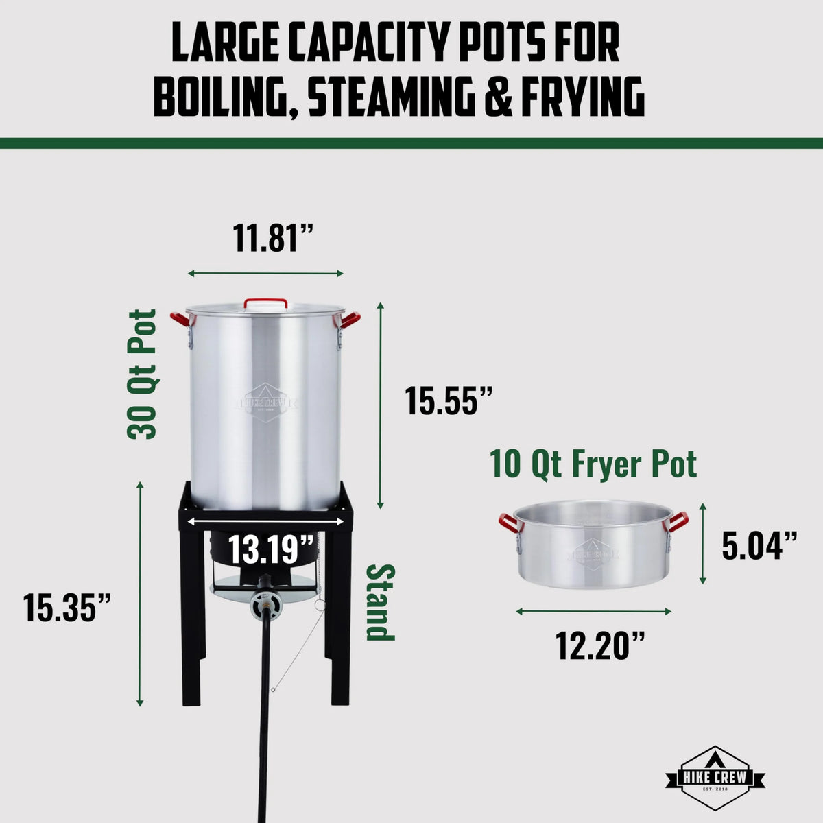 Hike Crew 14-Piece Outdoor Turkey Fryer Kit W/30Qt Boiler Pot, 10Qt Turkey Fryer Pot, Stand & More